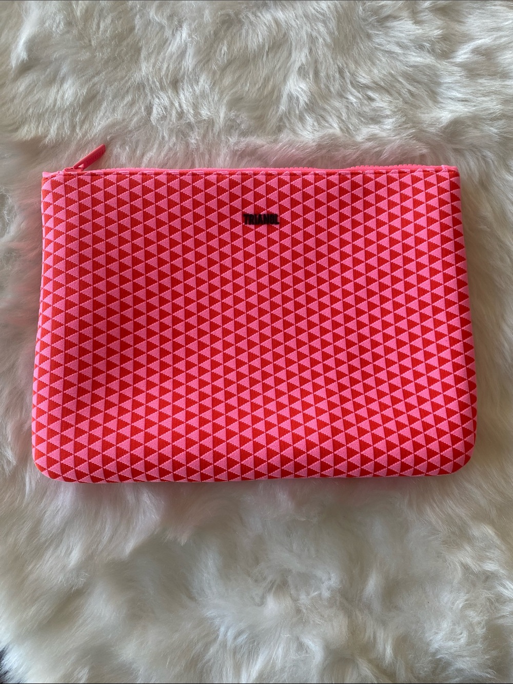 triangl swimwear Neon Pink Triangle Neoprene Zip Pouch